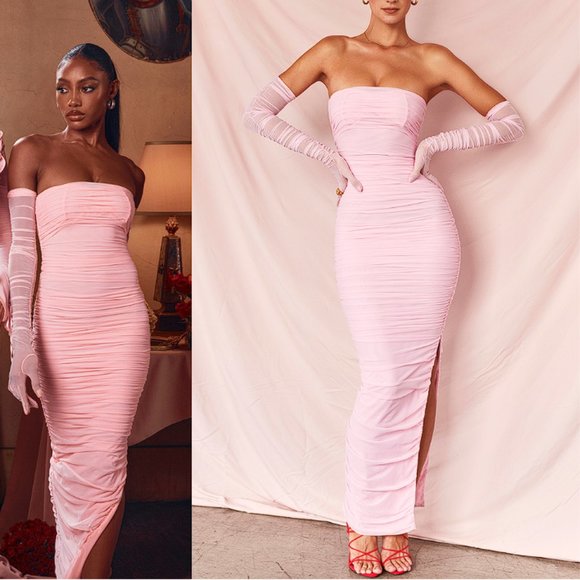 HOUSE OF CB 'Sofia' Fairy Pink Mesh Maxi Dress NWOT - Picture 7 of 15